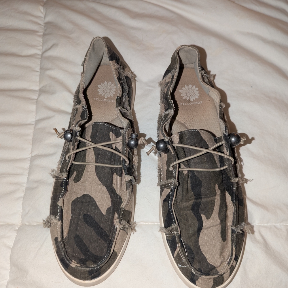 Yellow Box Camouflage Slip-On Shoes